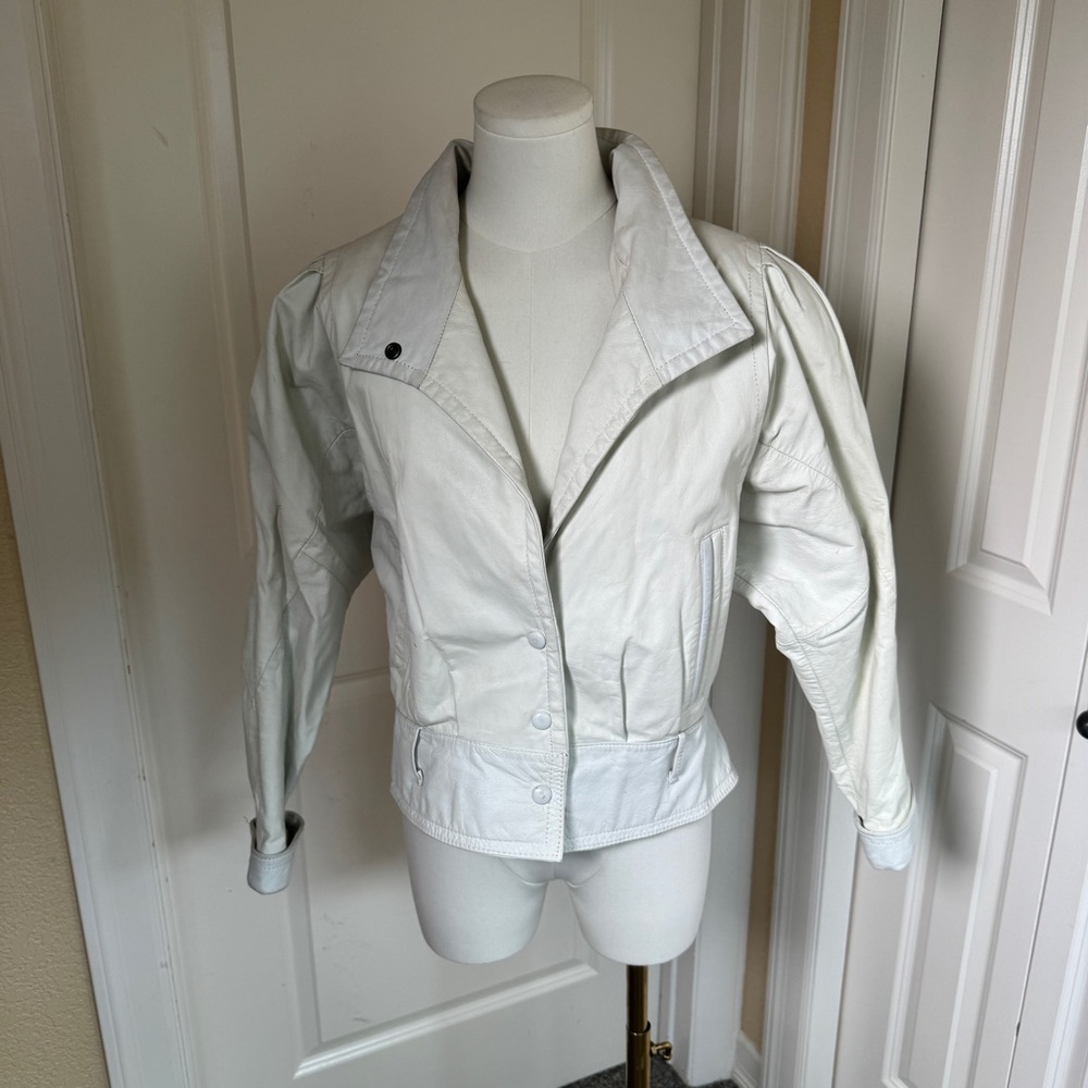 Vintage G-III Leather Jacket Womens S White Thinsulate Lined Removable Liner